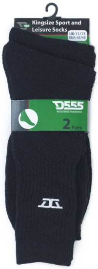 D555 Logan Sports And Leisure Socks 2-Pack Black - Aluspesu ja ujumisriided - Aluspesu 2XL-8XL