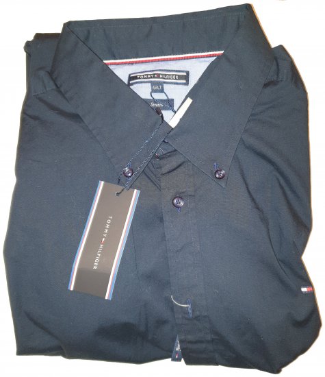 Tommy Hilfiger Stretch Poplin Shirt Black - Motley hull aprilliale - 
