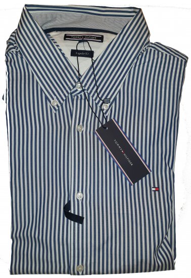 Tommy Hilfiger North Stripe Long Sleeve Shirt Blue/White - Motley hull aprilliale - 