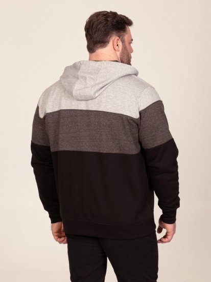 D555 Fitzgerald Zip Through Hoody With Cut & Sew Panels Must - Sviitrid ja dressipluusid - Meeste suured kapuutsiga jakid suurustes 2XL – 14XL