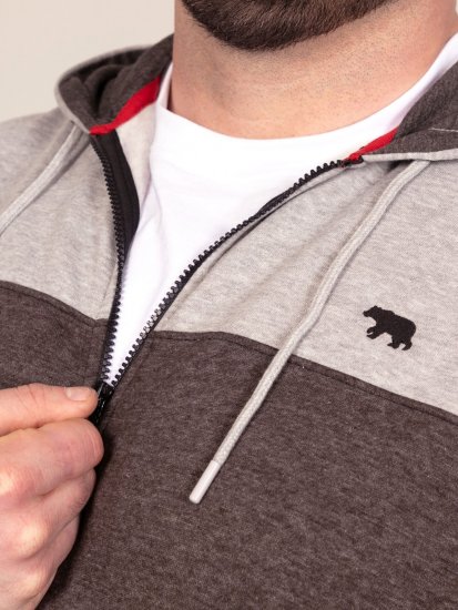 D555 Fitzgerald Zip Through Hoody With Cut & Sew Panels Must - Sviitrid ja dressipluusid - Meeste suured kapuutsiga jakid suurustes 2XL – 14XL