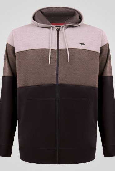 D555 Fitzgerald Zip Through Hoody With Cut & Sew Panels Must - Sviitrid ja dressipluusid - Meeste suured kapuutsiga jakid suurustes 2XL – 14XL