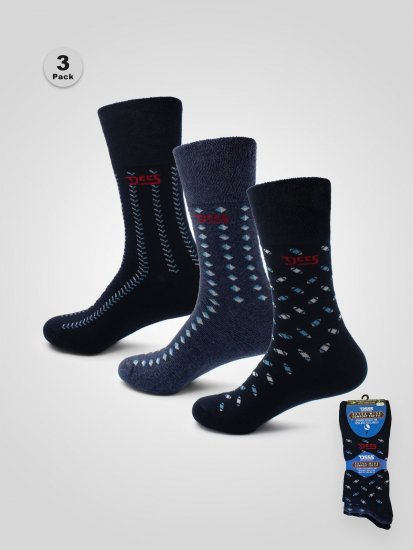 D555 Harold 3 Extra Wide Comfort Fit Socks 3-pack Navy/Denim - Aluspesu ja ujumisriided - Aluspesu 2XL-8XL