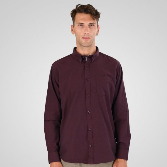 Double Outfitters GS-5225 Oxford-särk Veinipunane - Särgid - Meeste suured särgid 2XL – 8XL