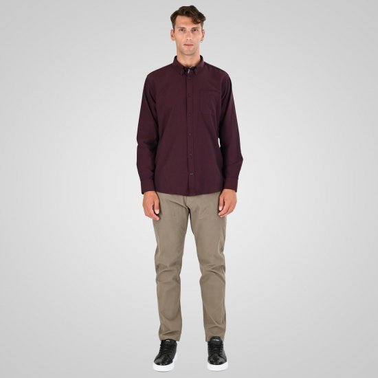Double Outfitters GS-5225 Oxford-särk Veinipunane - Särgid - Meeste suured särgid 2XL – 8XL