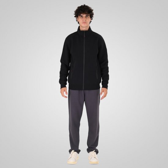 Double Outfitters MTOP-1158 Tõmblukuga dressipluus Must - Sviitrid ja dressipluusid - Meeste suured kapuutsiga jakid suurustes 2XL – 14XL