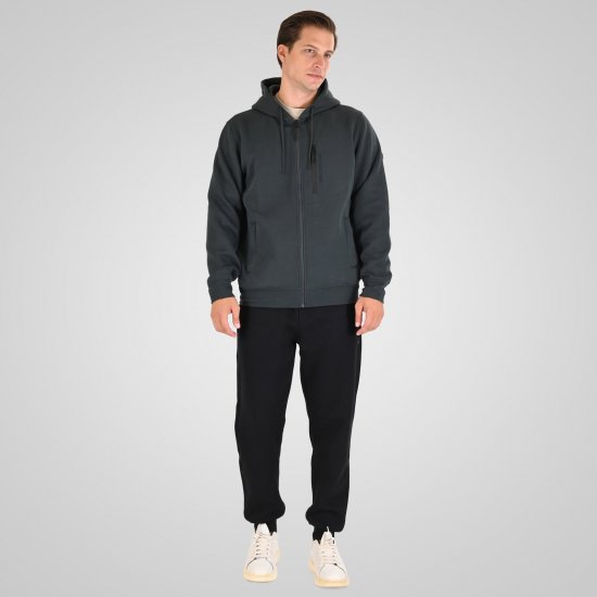 Double Outfitters MTOP-1160 Tõmblukuga kapuutsiga pusa Tumeroheline - Sviitrid ja dressipluusid - Meeste suured kapuutsiga jakid suurustes 2XL – 14XL