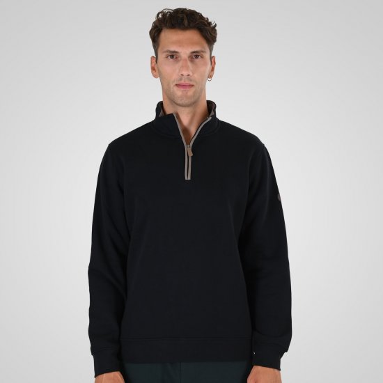Double Outfitters MTOP-1163 Poole tõmblukuga dressipluus Must - Sviitrid ja dressipluusid - Meeste suured kapuutsiga jakid suurustes 2XL – 14XL
