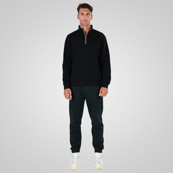 Double Outfitters MTOP-1163 Poole tõmblukuga dressipluus Must - Sviitrid ja dressipluusid - Meeste suured kapuutsiga jakid suurustes 2XL – 14XL