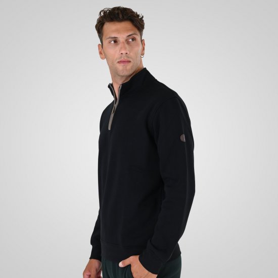 Double Outfitters MTOP-1163 Poole tõmblukuga dressipluus Must - Sviitrid ja dressipluusid - Meeste suured kapuutsiga jakid suurustes 2XL – 14XL