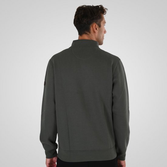 Double Outfitters MTOP-1163 Poole tõmblukuga dressipluus Khaki - Sviitrid ja dressipluusid - Meeste suured kapuutsiga jakid suurustes 2XL – 14XL