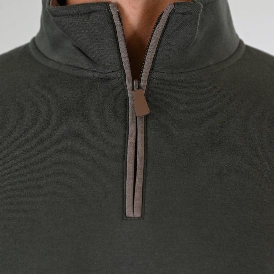 Double Outfitters MTOP-1163 Poole tõmblukuga dressipluus Khaki - Sviitrid ja dressipluusid - Meeste suured kapuutsiga jakid suurustes 2XL – 14XL