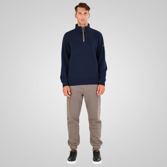 Double Outfitters MTOP-1163 Poole tõmblukuga dressipluus Tumesinine - Sviitrid ja dressipluusid - Meeste suured kapuutsiga jakid suurustes 2XL – 14XL