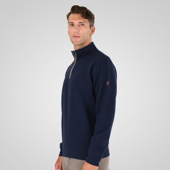 Double Outfitters MTOP-1163 Poole tõmblukuga dressipluus Tumesinine - Sviitrid ja dressipluusid - Meeste suured kapuutsiga jakid suurustes 2XL – 14XL