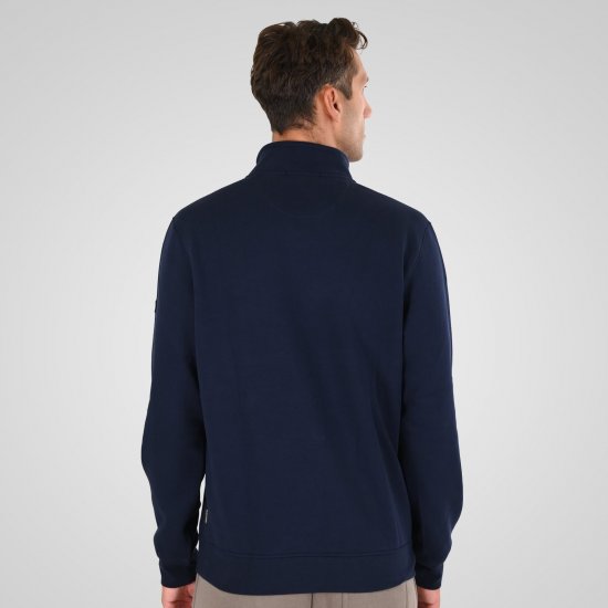 Double Outfitters MTOP-1163 Poole tõmblukuga dressipluus Tumesinine - Sviitrid ja dressipluusid - Meeste suured kapuutsiga jakid suurustes 2XL – 14XL