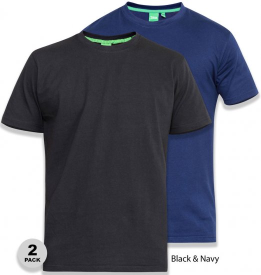 D555 Fenton 2-pack Black/Navy T-shirt - T-särgid - Suured T-särgid 2XL – 14XL