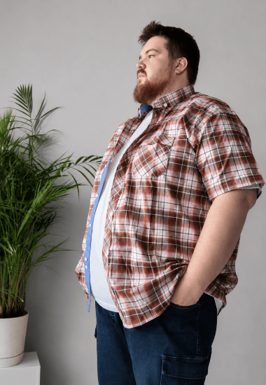 Kam Jeans 6368 Checked Short Sleeve Shirt Red - Särgid - Meeste suured särgid 2XL – 8XL