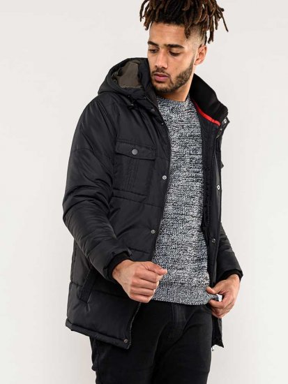D555 Lonsdale Parka Style Jacket With Embroidery Patch On Sleeve Black - Jakid ja joped - Joped, suured suurused: 2XL – 12XL