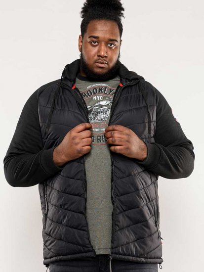 D555 Thorpe Hooded Quilted Jacket With Fleece Sleeves And Removable Fleece Hood - Jakid ja joped - Joped, suured suurused: 2XL – 12XL