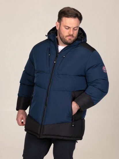 D555 Hank Ripstop Contrast Panelled Padded Hooded Jacket Tumesinine - Jakid ja joped - Joped, suured suurused: 2XL – 12XL