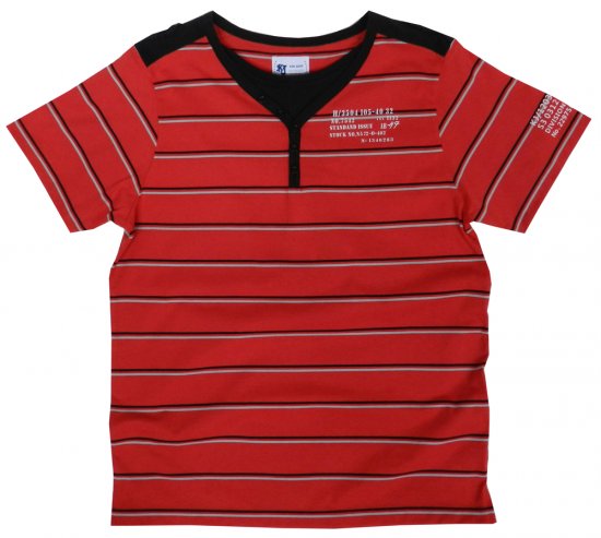 Kam Jeans Y-neck Red Stripe Tee - T-särgid - Suured T-särgid 2XL – 14XL