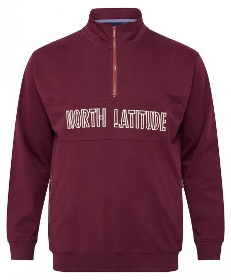 North Latitude Half Zip Dressipluus Veinipunane - Sviitrid ja dressipluusid - Meeste suured kapuutsiga jakid suurustes 2XL – 14XL
