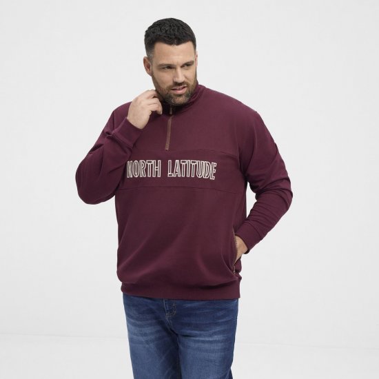 North Latitude Half Zip Dressipluus Veinipunane - Sviitrid ja dressipluusid - Meeste suured kapuutsiga jakid suurustes 2XL – 14XL