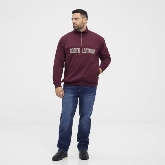 North Latitude Half Zip Dressipluus Veinipunane - Sviitrid ja dressipluusid - Meeste suured kapuutsiga jakid suurustes 2XL – 14XL