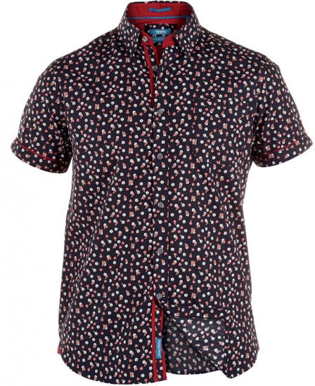 D555 Keaton Flower print Short Sleeve Shirt - Särgid - Meeste suured särgid 2XL – 8XL
