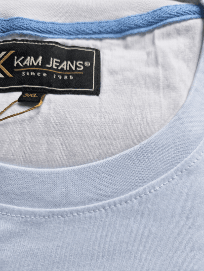 Kam Jeans 5780 Cut And Sew Panel T-Shirt Navy - T-särgid - Suured T-särgid 2XL – 14XL