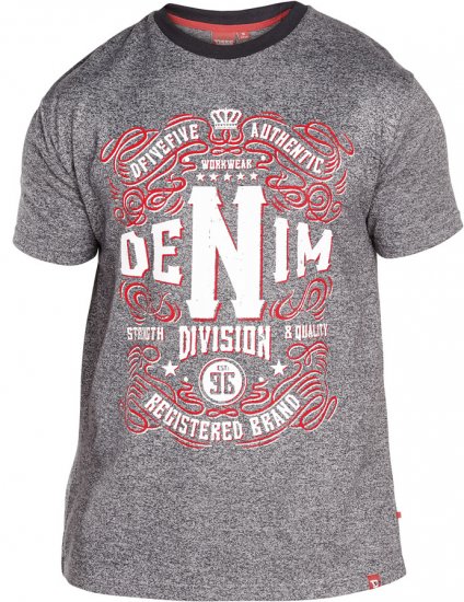D555 QUINN Print Crew Neck T-Shirt Charcoal - T-särgid - Suured T-särgid 2XL – 14XL