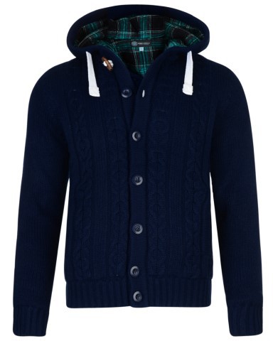 Kam Jeans Padded Knitted Cardigan Navy - Sviitrid ja Dressipluusid - Meeste suured kapuutsiga jakid suurustes 2XL – 8XL
