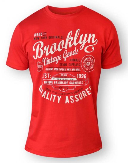 D555 NEAL Brooklyn Crew Neck T-Shirt Red - T-särgid - Suured T-särgid 2XL – 14XL