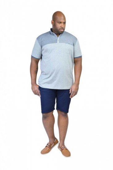 D555 MAURICE Top Paneled Short Sleeve Polo Grey - Polosärgid - Meeste suured polosärgid 2XL – 8XL