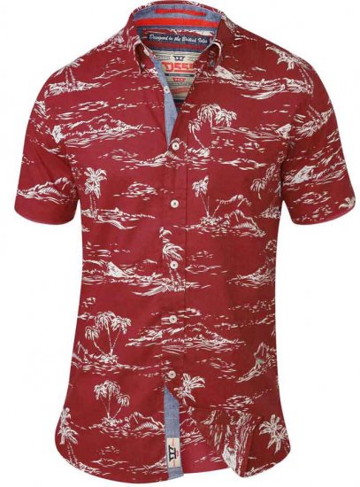 D555 NESTOR Hawaiian Print Shirt Red - Särgid - Meeste suured särgid 2XL – 8XL