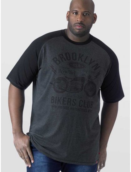 D555 HIRALDO Brooklyn Bikers Club T-Shirt Charcoal/Black - T-särgid - Suured T-särgid 2XL – 14XL