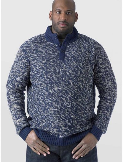 D555 MARSDEN Neck Sweater Navy/Ecru - Sviitrid ja dressipluusid - Meeste suured kapuutsiga jakid suurustes 2XL – 14XL