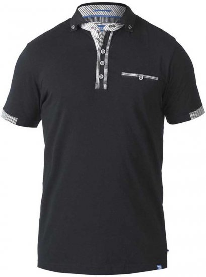 D555 SWANN Short Sleeve Stretch Polo Black - Polosärgid - Meeste suured polosärgid 2XL – 8XL