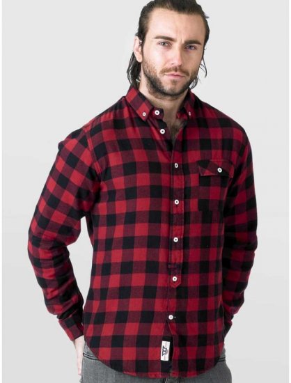 D555 Lawton LS Flannel Shirt Red - Särgid - Meeste suured särgid 2XL – 8XL
