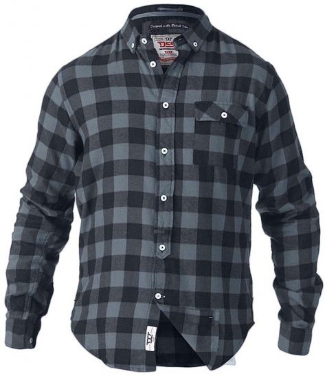 D555 Lawton LS Flannel Shirt Grey - Särgid - Meeste suured särgid 2XL – 8XL