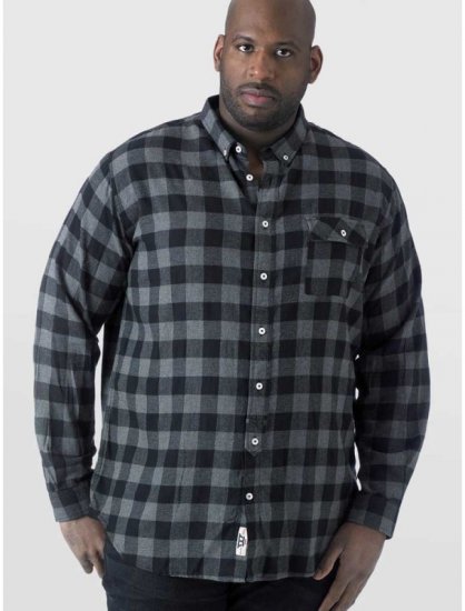 D555 Lawton LS Flannel Shirt Grey - Särgid - Meeste suured särgid 2XL – 8XL