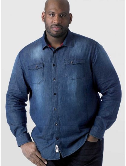 D555 Tobias LS Vintage Denim Shirt - Särgid - Meeste suured särgid 2XL – 8XL