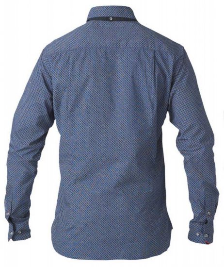 D555 Scott LS Printed Shirt Blue - Särgid - Meeste suured särgid 2XL – 8XL
