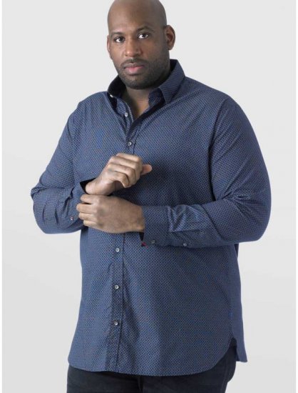 D555 Scott LS Printed Shirt Blue - Särgid - Meeste suured särgid 2XL – 8XL