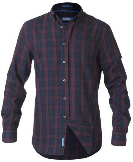 D555 Nixon LS Shirt Navy/Wine - Särgid - Meeste suured särgid 2XL – 8XL