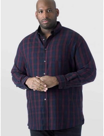 D555 Nixon LS Shirt Navy/Wine - Särgid - Meeste suured särgid 2XL – 8XL