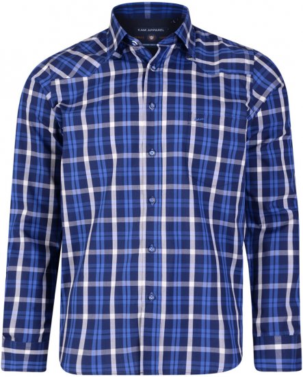 Kam Jeans 6143 Long Sleeve Shirt Navy - Särgid - Meeste suured särgid 2XL – 8XL