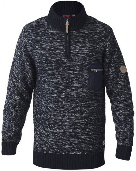 D555 REMINGTON Sweater With Woven Zipper Chest Pocket Navy/Grey - Sviitrid ja dressipluusid - Meeste suured kapuutsiga jakid suurustes 2XL – 14XL