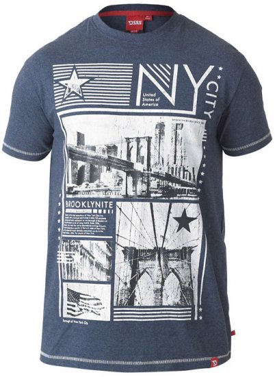 D555 RUEBEN NY City Print T-Shirt Denim - T-särgid - Suured T-särgid 2XL – 14XL