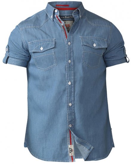 D555 Nathan Short Sleeve Shirt Blue - Särgid - Meeste suured särgid 2XL – 8XL